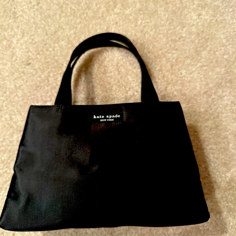 kate spade vintage mini black fabric purse.